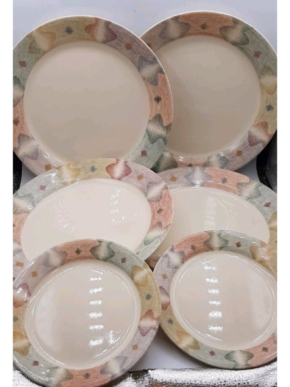 Vintage Corelle Mirage Dinner Plates 10 1/4 In Set of 4 and 2 Salad Plates